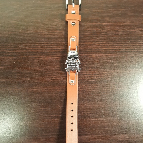HARLEY DAVIDSON SKULL LEATHER BRACELET - Picture 2 of 4
